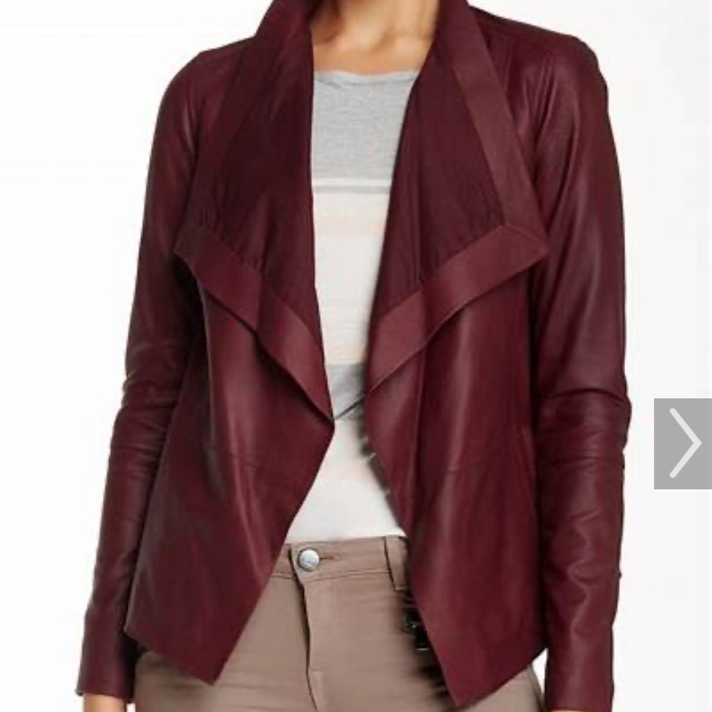 Vince Drape Neck Leather Jacket